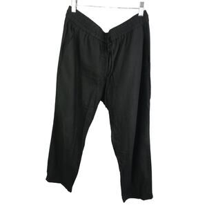 J.CREW Women's 12P Linen-like Jogger Drawstring Black Elastic Waist High Rise